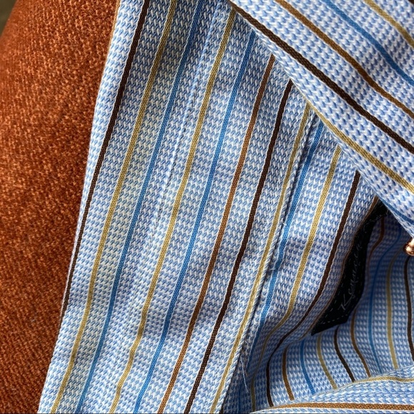 Kenneth Roberts Blue Striped Button Down Shirt Size L - Picture 4 of 4